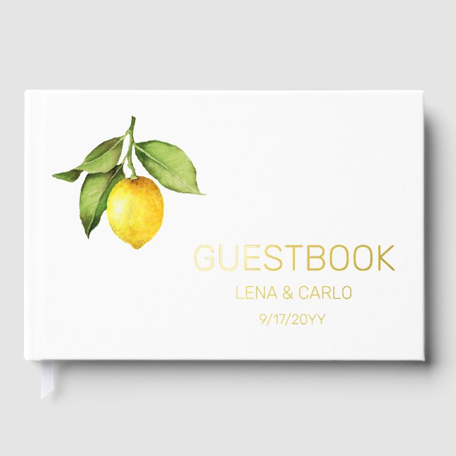 Yellow Lemon Wedding Guest Book Gästebuch (Vorderseite)