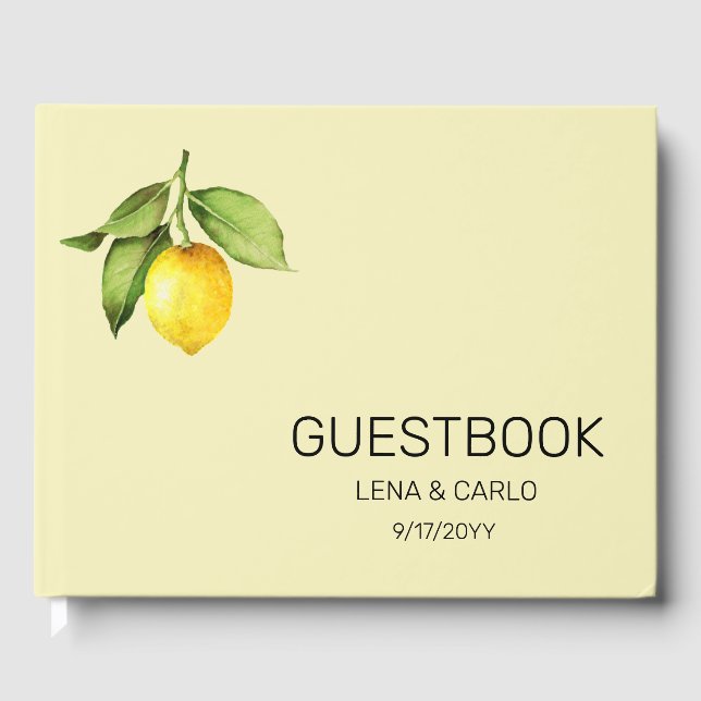Yellow Lemon Wedding Guest Book Gästebuch (Vorderseite)