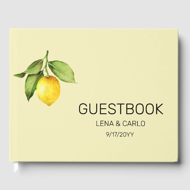 Yellow Lemon Wedding Guest Book Gästebuch (Vorderseite)