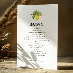 Yellow Lemon Wedding Menu Menükarte
