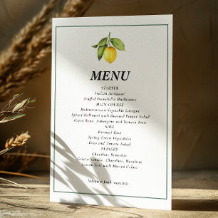 Yellow Lemon Wedding Menu Menükarte