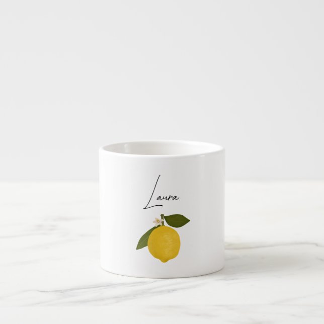 Yellow Lemon with Green Leaves | Fresh Citrus  Espressotasse (Vorderseite)