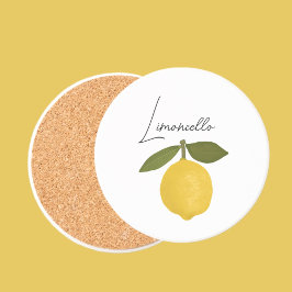 Yellow Lemon with Green Leaves | Fresh Citrus  Getränkeuntersetzer