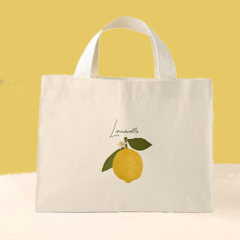 Yellow Lemon with Green Leaves | Fresh Citrus  Mini Stoffbeutel