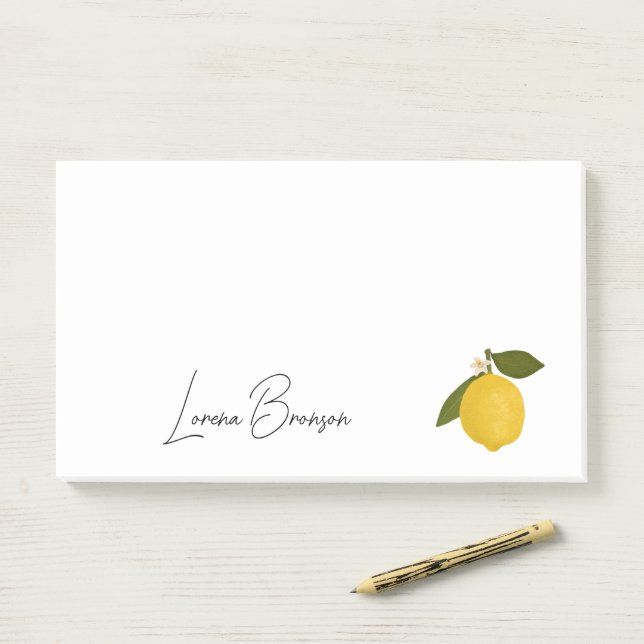 Yellow Lemon with Green Leaves | Fresh Citrus  Post-it Klebezettel (Auf Schreibtisch)
