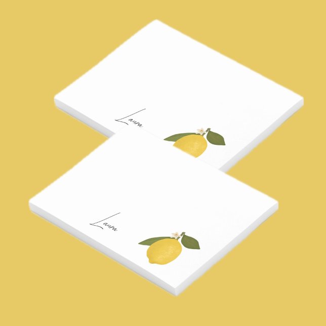 Yellow Lemon with Green Leaves | Fresh Citrus  Post-it Klebezettel (Von Creator hochgeladen)