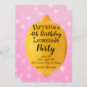 Yellow Lemonade Pink Birthday Party Einladung