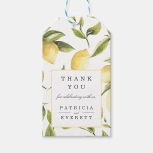 Yellow Lemons and Blätter Hochzeit danke Geschenkanhänger