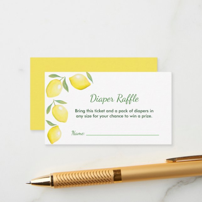 Yellow Lemons Babydusche Begleitkarte (Vorderseite/Rückseite Beispiel)