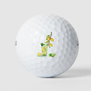Yellow Lemons Drink Golf Balls Golfball