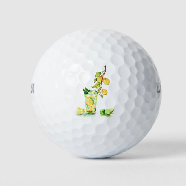 Yellow Lemons Drink Golf Balls Golfball (Vorderseite)