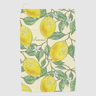 Yellow Lemons Fresh Zesty Summer Citrus Muster Golfhandtuch