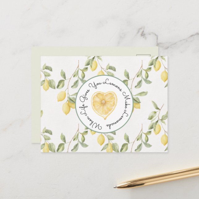 Yellow Lemons Fruit Lemonade Postkarte (Vorderseite/Rückseite Beispiel)