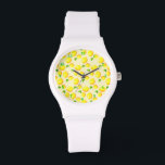 Yellow Lemons Watch Armbanduhr<br><div class="desc">Gelbe Zitronen-Uhren, frisch - MIGNED Design</div>