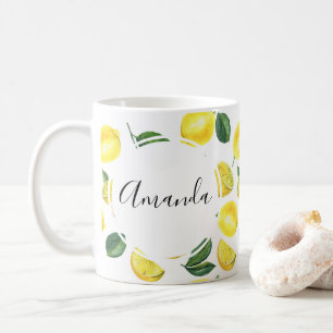 Yellow Lemons Watercolor Fruchtmuster Kaffeetasse