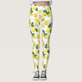 Yellow Lemons Watercolor Fruchtmuster Leggings