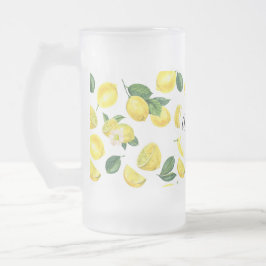 Yellow Lemons Watercolor Fruchtmuster Mattglas Bierglas