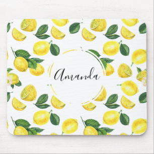 Yellow Lemons Watercolor Fruchtmuster Mousepad