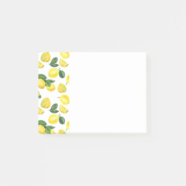Yellow Lemons Watercolor Fruchtmuster Post-it Klebezettel (Vorderseite)