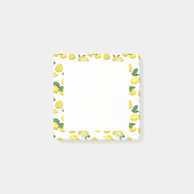 Yellow Lemons Watercolor Fruchtmuster Post-it Klebezettel (Vorderseite)