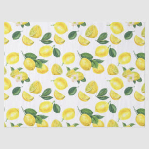 Yellow Lemons Watercolor Fruchtmuster Seidenpapier