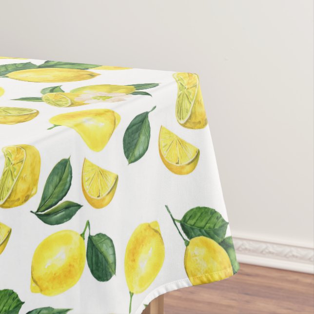 Yellow Lemons Watercolor Fruchtmuster Tischdecke (Beispiel)