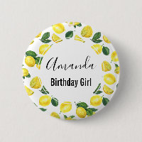 Yellow Lemons Watercolor Pattern Birthday Girl