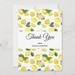 Yellow Lemons Watercolor Pattern Vielen Dank Dankeskarte