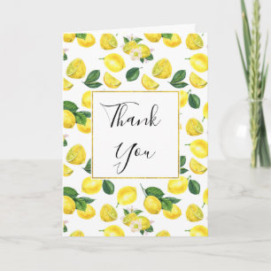 Yellow Lemons Watercolor Pattern Vielen Dank Karte