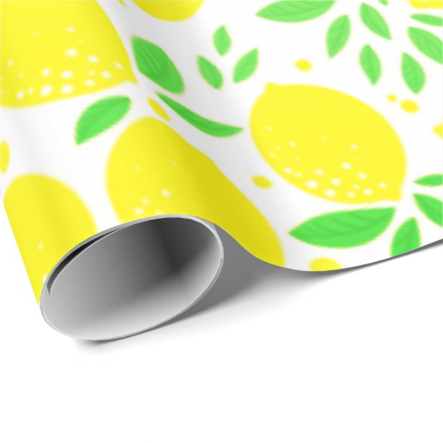 Yellow Lemons Wrapping Paper Geschenkpapier (Rolleneckpunkt)