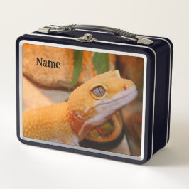 Yellow Leopard Gecko Cutting Board Metall Brotdose