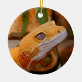 Yellow Leopard Gecko Lizard Keramik Ornament