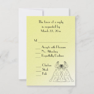 Yellow Lesbian Wedding Menu UAWG RSVP Karte