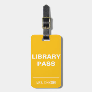 Yellow Library Pass School Hall Pass für Lehrer Gepäckanhänger