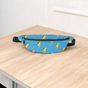 Yellow Lightning Blue Background Y2K Muster Bauchtasche