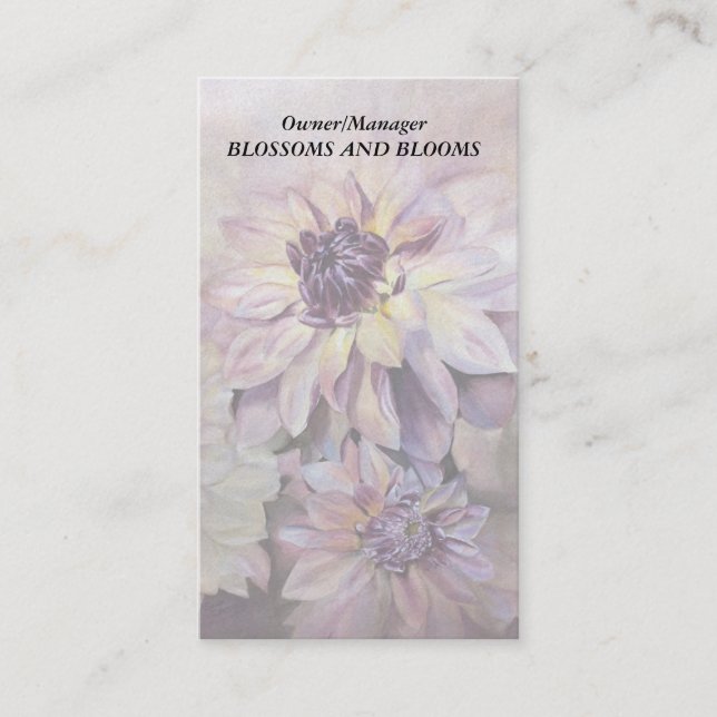 YELLOW & LILA DAHLIA KUNDENBARE GESCHÄFTSKARTEN VISITENKARTE (Vorderseite)