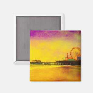 Yellow Lila Santa Monica Pier Magnet