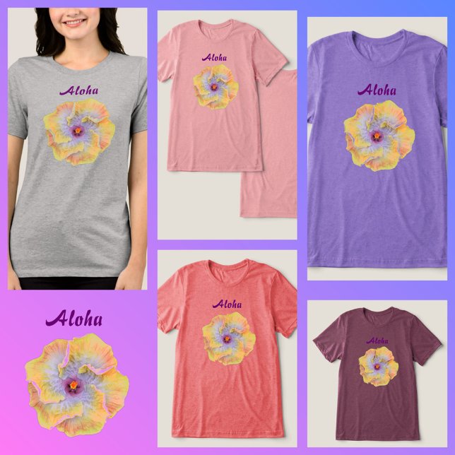 Yellow Lilac Hibiskus Blume Hawaiian Aloha Tri-Blend Shirt (Von Creator hochgeladen)