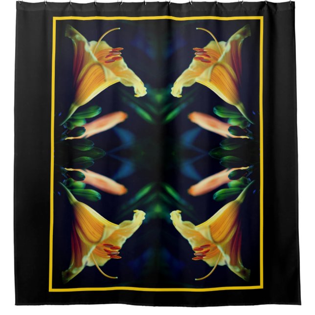 Yellow Lily Flower Abstract Art Duschvorhang (Vorderseite)