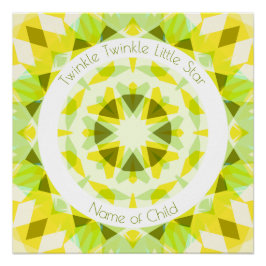 Yellow Lime Green Twinkle Little Star Baby Kinderz Poster