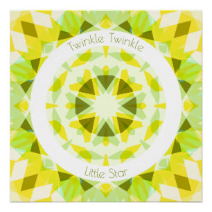 Yellow Lime Green Twinkle Little Star Baby Kinderz Poster