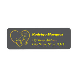 Yellow Line Art Cat, Dog, and Heart