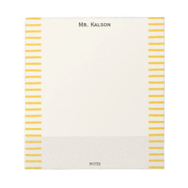 Yellow Lines Elegant Frame Teacher Notepad Notizblock