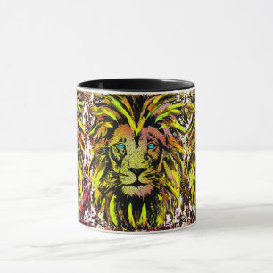 Yellow Lion Head Coffee Cup - Lion Face Tasse