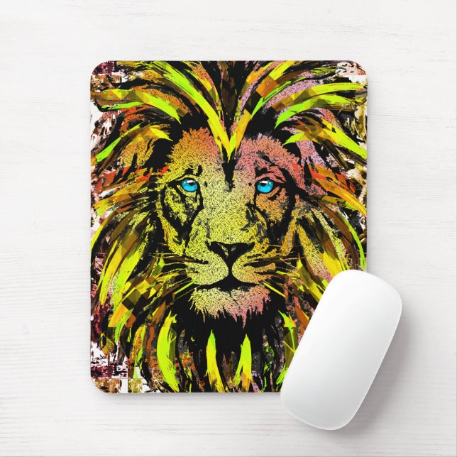 Yellow Lion Head Mouse Pad - Lion Mousepad (Mit Mouse)