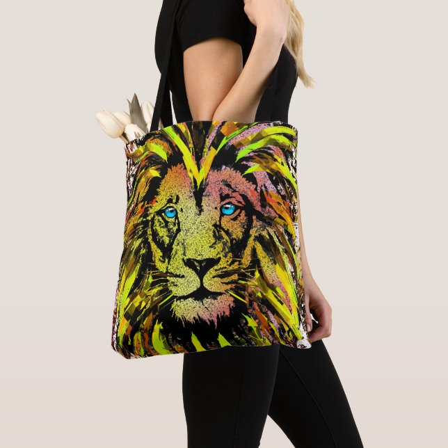 Yellow Lion Head Totbeutel - Lion Face Tote Beutel (Von Nahem)