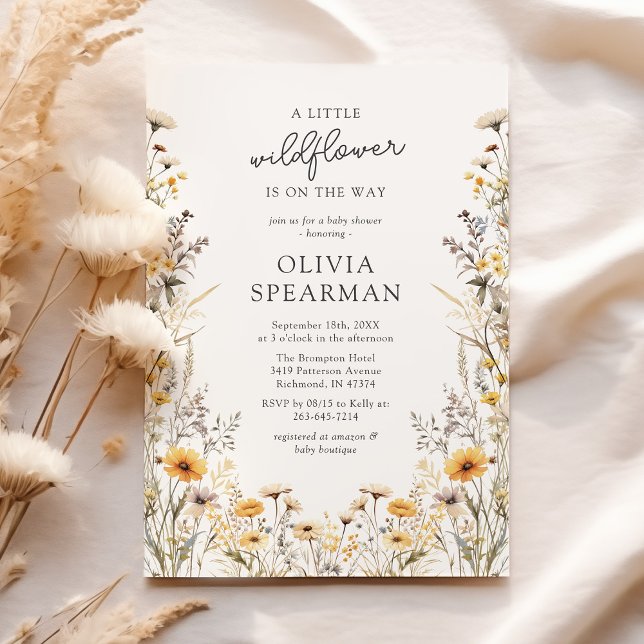 Yellow Little Wildblume Babydusche Einladung (Von Creator hochgeladen)