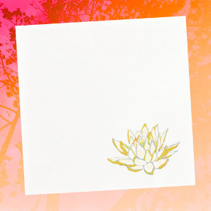 Yellow lotus watercolor paper napkins set serviette