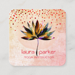 Yellow Lotus Watercolor Yoga Massage Therapeut Quadratische Visitenkarte