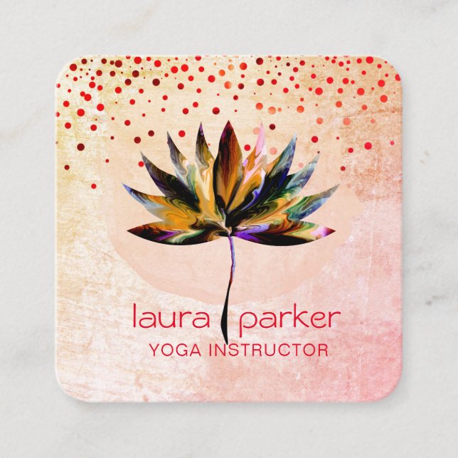 Yellow Lotus Watercolor Yoga Massage Therapeut Quadratische Visitenkarte (Vorderseite)